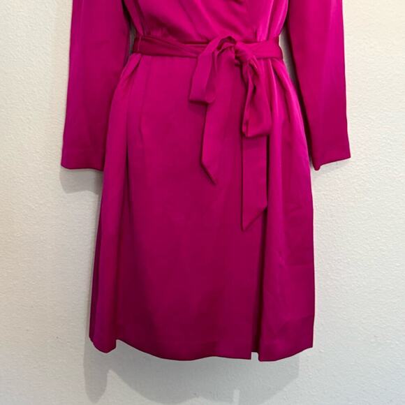 Taylor Wrap Dress Long Sleeve Magenta Pink Size 4 - Picture 4 of 14